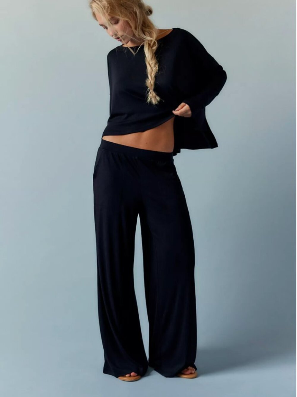 NWT Free People free-est Good Feels Long Pant Set Black Sz S